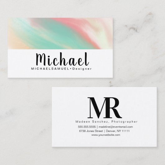 Carte De Visite Salon de coiffure intérieur marbré (Devant / Derrière)