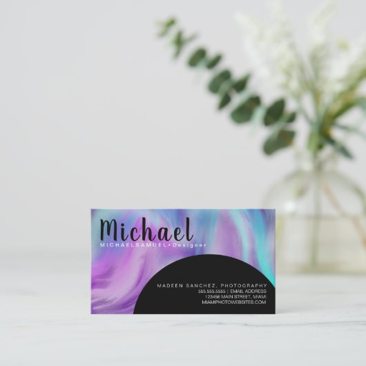 Carte De Visite Salon de coiffure intérieur marbré (Debout devant)