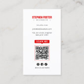 Carte De Visite Salon de coiffure Mât rouge du barbier Code QR du (Dos)