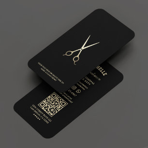 Carte De Visite Salon de coiffure Minimal Barber Black Gold Ciseau