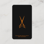 Carte De Visite Salon de coiffure minimal Barbier Noir Orange Cise (Devant)
