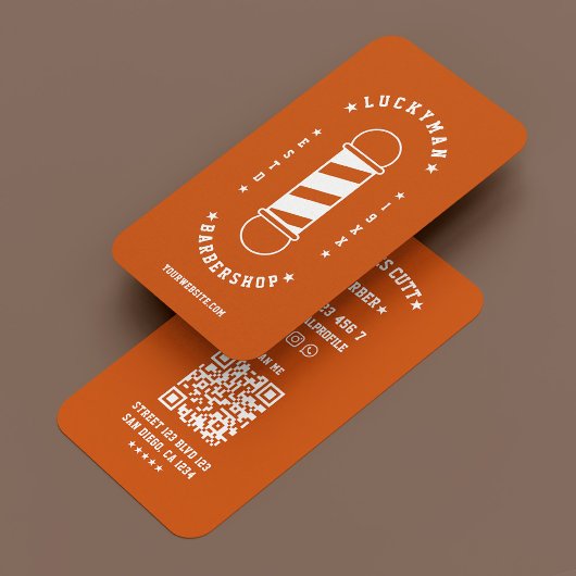 Carte De Visite Salon de coiffure minimal mobile Orange