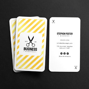 Carte De Visite Salon de Coiffure Moderne Barbier Barbershop Blanc