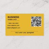 Carte De Visite Salon de coiffure moderne code QR jaune moutarde (Devant)