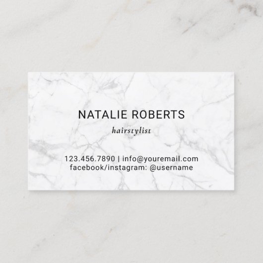 Carte De Visite Salon de coiffure moderne en marbre ciseaux à main (Dos)