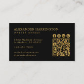 Carte De Visite Salon de coiffure moderne icônes sociales code QR  (Dos)
