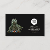 Carte De Visite Salon de coiffure moderne Logo QR Code Alligator É (Devant)