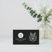 Carte De Visite Salon De Coiffure Moderne Logo Silver Wolf Code Qr (Debout devant)