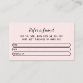 Carte De Visite Salon De Coiffure Moderne Rose Blush Référer Un Am (Dos)