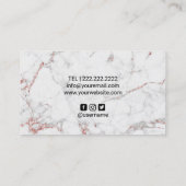 Carte De Visite Salon de coiffure moderne Rose en marbre doré (Dos)