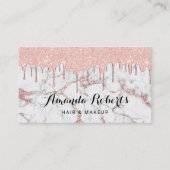 Carte De Visite Salon de coiffure moderne Rose en marbre doré (Devant)