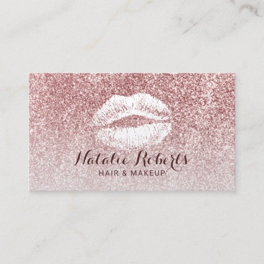 Carte De Visite Salon de coiffure moderne Rose Gold Parties scinti (Devant)