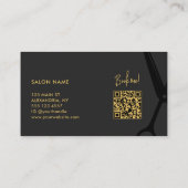 Carte De Visite Salon de coiffure moderne script Or noir Coiffeur (Dos)