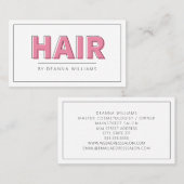 Carte De Visite Salon de coiffure moderne simple rose (Devant / Derrière)