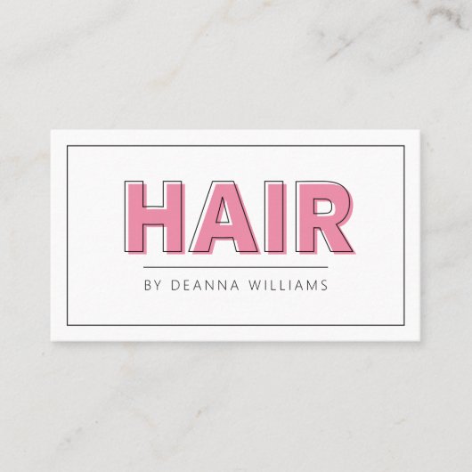 Carte De Visite Salon de coiffure moderne simple rose (Devant)
