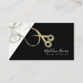 Carte De Visite Salon de coiffure monochrome marbré moderne B (Devant)