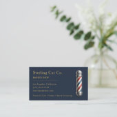 Carte De Visite Salon de coiffure Navy Blue Professionnel (Debout devant)