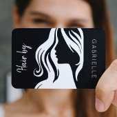 Carte De Visite Salon de coiffure noir blanc moderne prochain rend