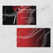 Carte De Visite Salon de coiffure noir et rouge à la mode (Devant / Derrière)