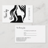 Carte De Visite Salon de coiffure noir moderne prochain rendez-vou (Devant / Derrière)