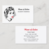 Carte De Visite Salon de coiffure noire classique Lèvres rouges Vi (Devant / Derrière)