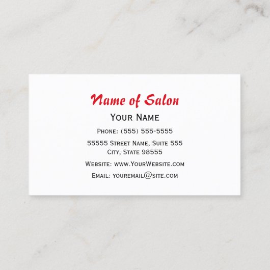 Carte De Visite Salon de coiffure noire classique Lèvres rouges Vi (Dos)