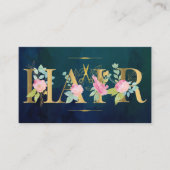 Carte De Visite Salon de coiffure or rose bleu marine glam luxe (Devant)