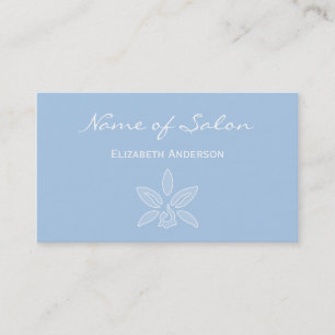 Carte De Visite Salon de coiffure Orchidée Bleu Poussiéreux