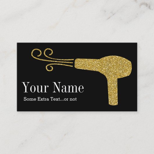 Carte De Visite Salon de coiffure Parties scintillant or Noir (Devant)