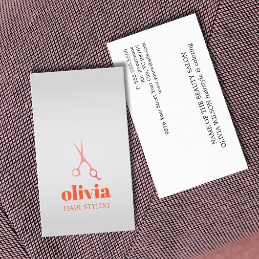 Carte De Visite Salon de coiffure pastel argenté minimal