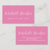 Carte De Visite Salon de coiffure pour artiste de maquillage rose (Devant / Derrière)
