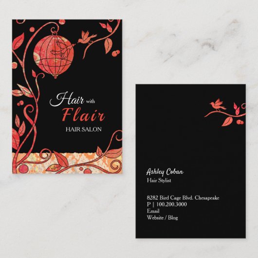 Carte De Visite Salon de coiffure pour Inséparables (Devant / Derrière)