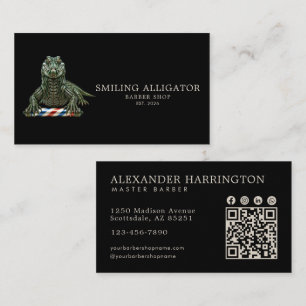 Carte De Visite Salon de Coiffure Professionnel Code Qr Alligator