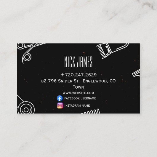 Carte De Visite Salon de coiffure professionnel QR code scan pour  (Dos)