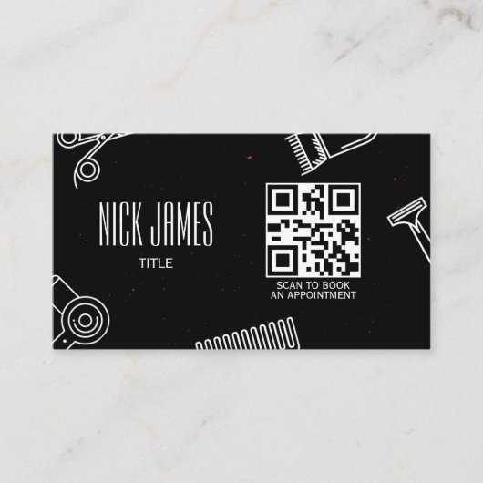Carte De Visite Salon de coiffure professionnel QR code scan pour  (Devant)