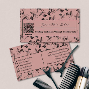 Carte De Visite Salon de coiffure QR Code Clipper Comb