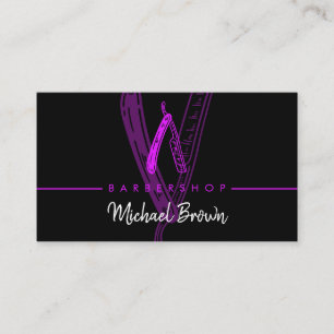 Carte De Visite Salon de coiffure Razor noir violet