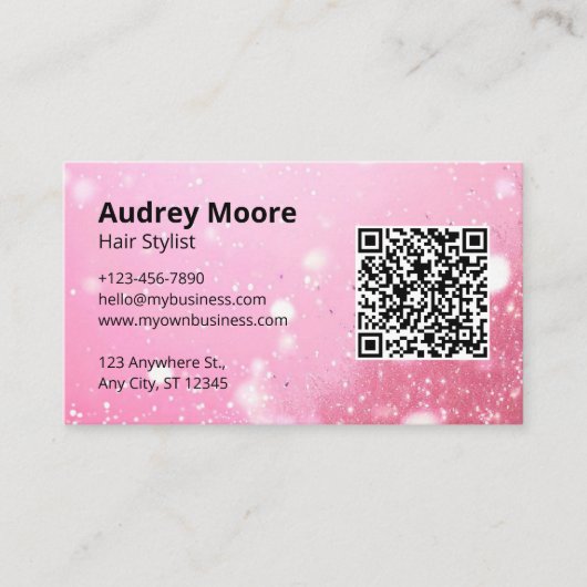 Carte De Visite Salon de coiffure rose (Devant)