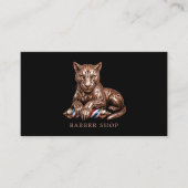 Carte De Visite Salon de coiffure Rose Gold Panther Qr Code Coiffe (Devant)
