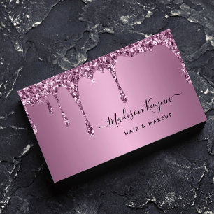 Carte De Visite Salon de coiffure Rose tendance Parties scintillan