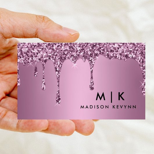 Carte De Visite Salon de coiffure Rose tendance Parties scintillan