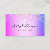Carte De Visite Salon de coiffure rose violet moderne maquillage a (Devant)