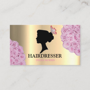 Carte De Visite Salon de Coiffure Roses Rose Gold Beauty Salon