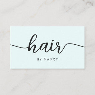 Carte De Visite Salon de coiffure Script Typographie Qr Code Bleu