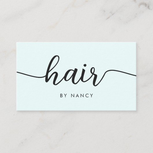 Carte De Visite Salon de coiffure Script Typographie Qr Code Bleu (Devant)