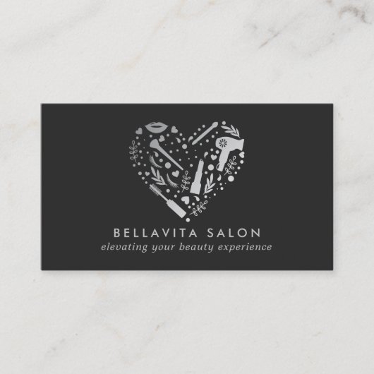 Carte De Visite Salon de coiffure Silver Heart (Devant)
