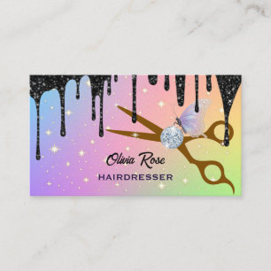 Carte De Visite Salon de coiffure Silver Scissors Beauty Drips Ent