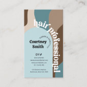 Carte De Visite Salon de coiffure super Retro Turquoise & Beige (Devant)