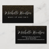 Carte De Visite Salon de coiffure tendance Noir et Or (Devant / Derrière)