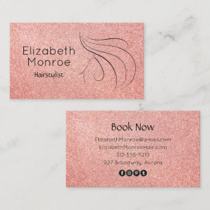 Carte De Visite Salon de coiffure tendance Rose Gold Parties scint